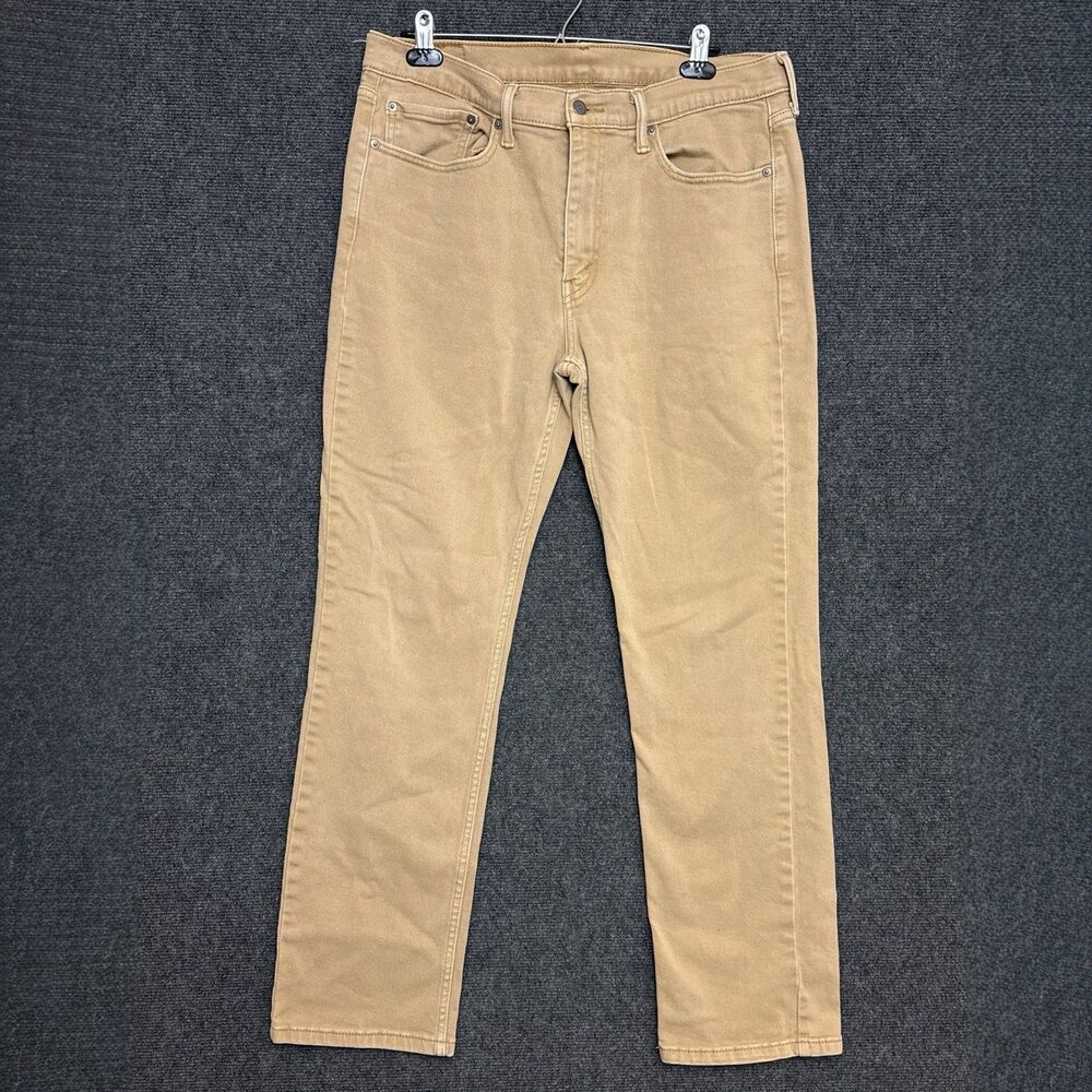 Levis 514 Mens Jeans 36x32 Khaki White Tab Straight Fit Stretch Denim Casual